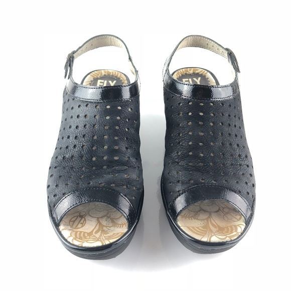 Fly London Yuti Sandals Perforated Wedge Platform - Picture 3 of 8